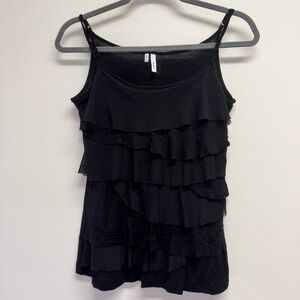 Studio Y Black Ruffle Tiered Camisole EUC Size S